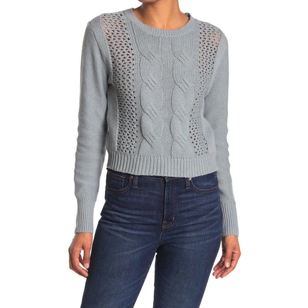 New Abound Cable Knit Sweater XXS Blue Womens Top Cotton Blend NWT